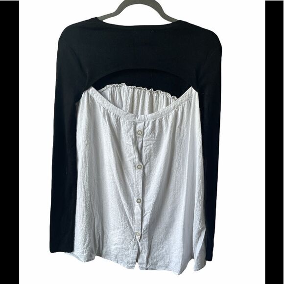 ZARA knit open back black and white long sleeve - Picture 2 of 9